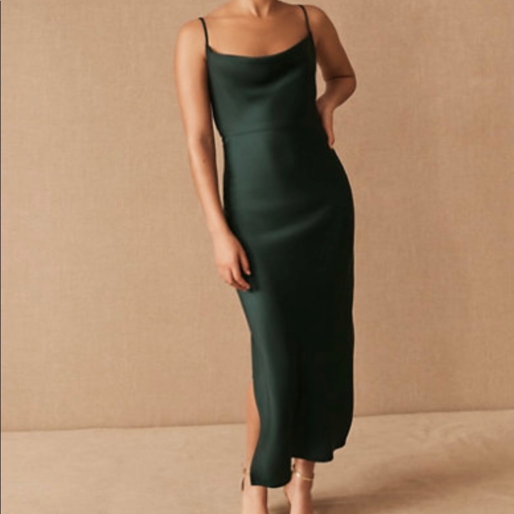 BHLDN Cali satin Charmeuse midi dress